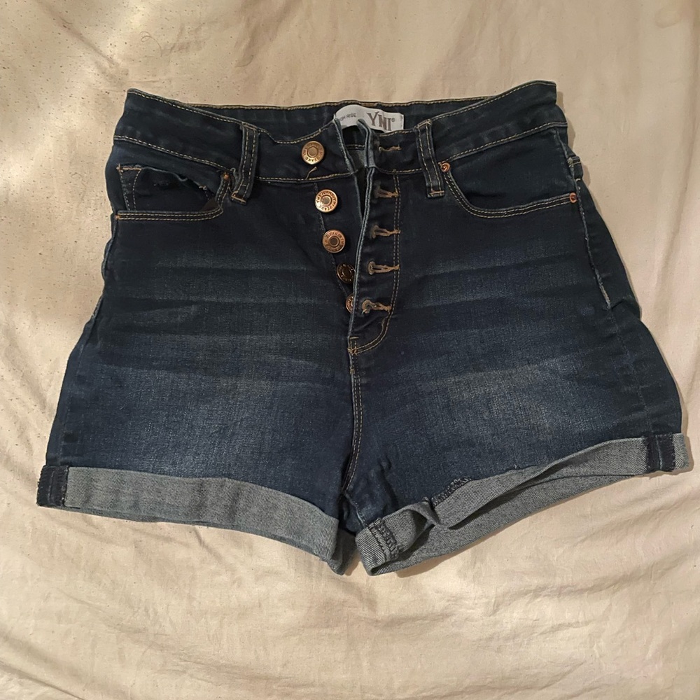 YMI buttoned high-waisted jean shorts
